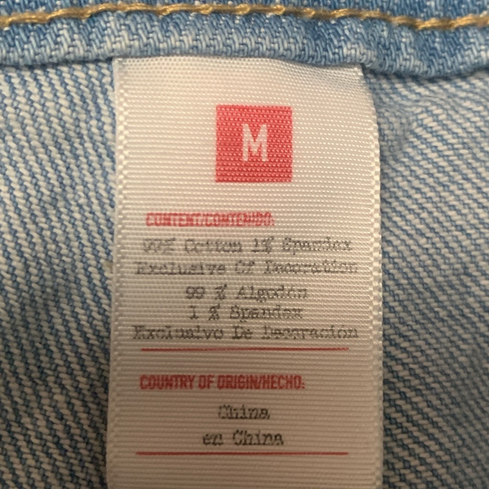 Pride Shortalls Target Denim Rainbow Stripes Light Wash Raw Hem Adult Medium - Picture 7 of 11